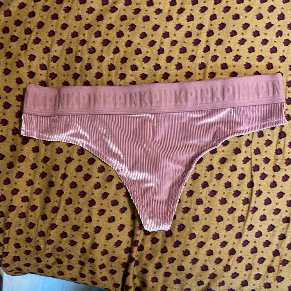 VS PINK Velvet Ribbed Thong in size Medium